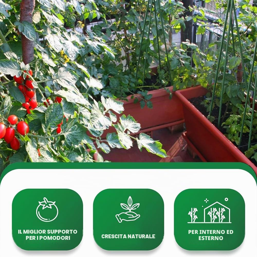30 aste per piante rampicanti, in acciaio inox rivestito in plastica, 40 cm, con 20 connettori, 30 clip multifunzione e 2 legamenti per piante, supporto per piselli, cetrioli, pomodori