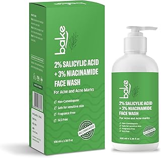 BAKE 2% Salicylic Acid & 3% Niacinamide Face Wash for Oily Acne Prone Skin | Treats Active Acne & Fades Acne Marks & Dark Spots | Daily Anti Acne Face Wash - 100ml by BAKE - Product Image