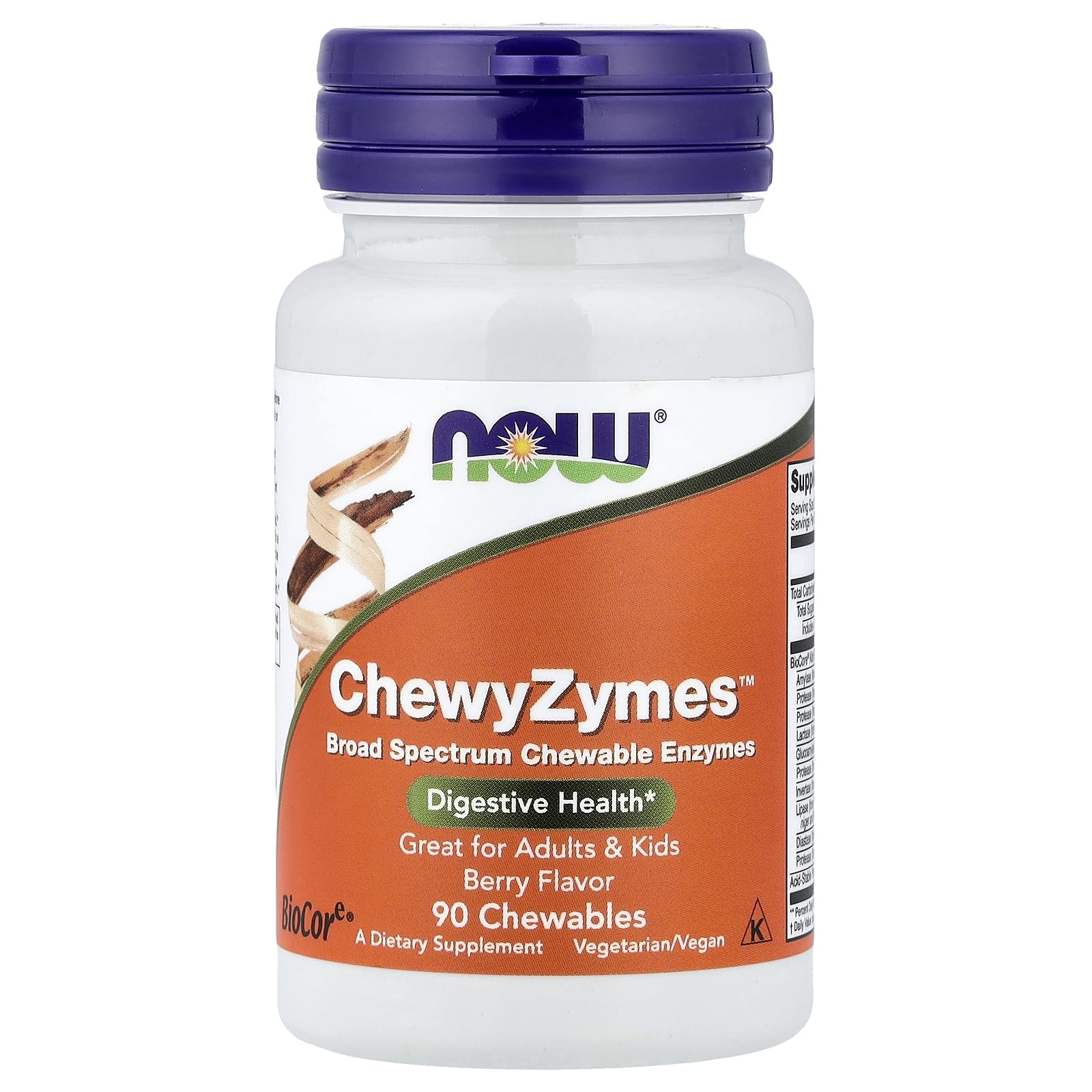 ChewyZymes, Natural Berry Flavor, 90 Chewables, NOW Foods