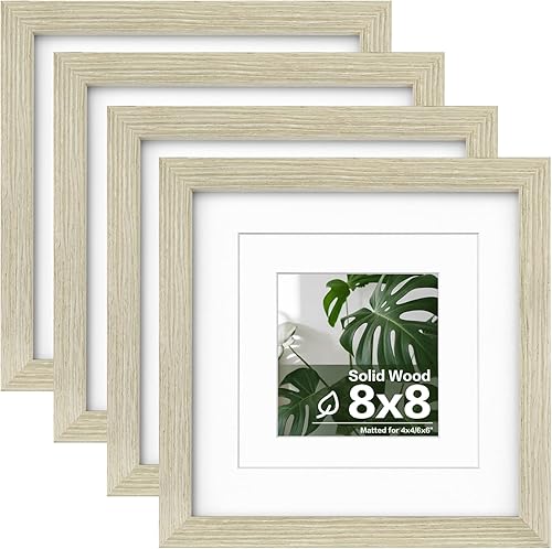 Vista 28 de Egofine Marcos de fotos de 12 x 12 pulgadas, color blanco, marcos de madera con plexiglás HD para fotos de 8 x 8 pulgadas con paspartú o de 12 x 12