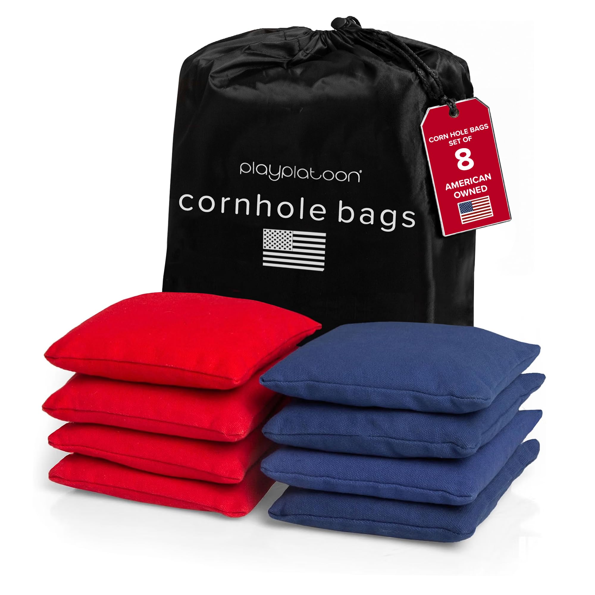 Play Platoon Cornhole Bags Set of 8 Regulation Size &amp; Weight Duck Cloth