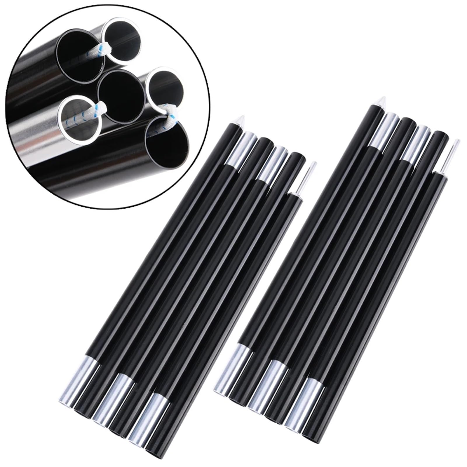 1 Paar 12 Abschnitte Leichte Zeltstange,8 M 7705 Aluminium-Planenstange Zeltstangen Zubehör mit Taschen for Outdoor-Camping