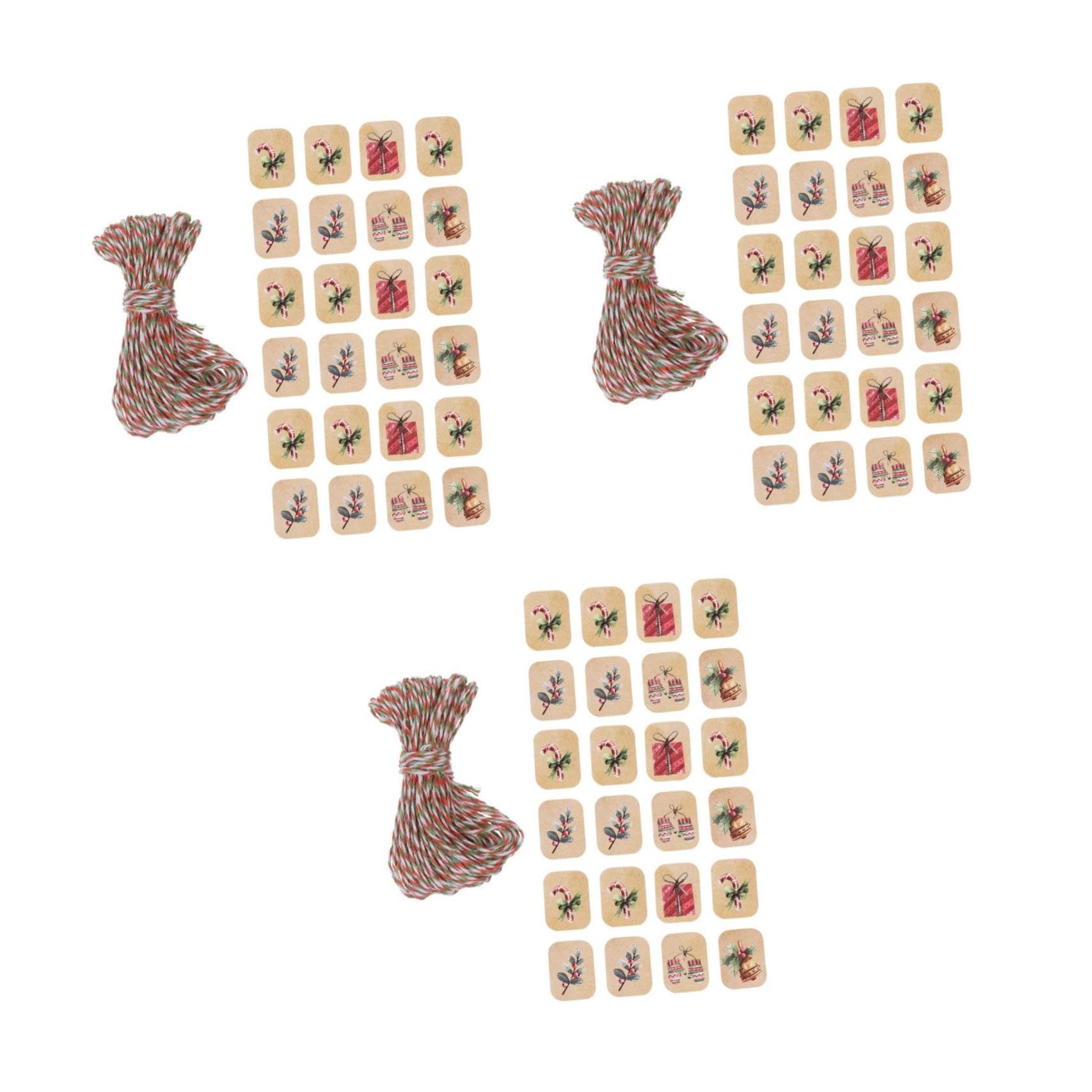 EXCEART 3 Sets Weihnachtsdeko-tags Seile Kraftpapier Karten Tags Für Geschenkverpackungen Weihnachten 250 Stück * 3