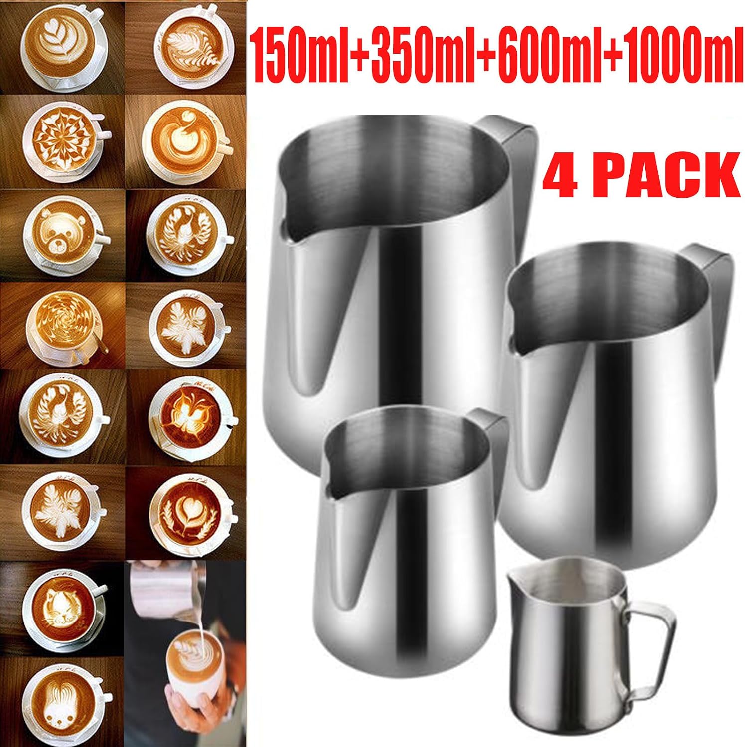 Stainless Steel Milk Pour Cup Ml for Latte Art Practice