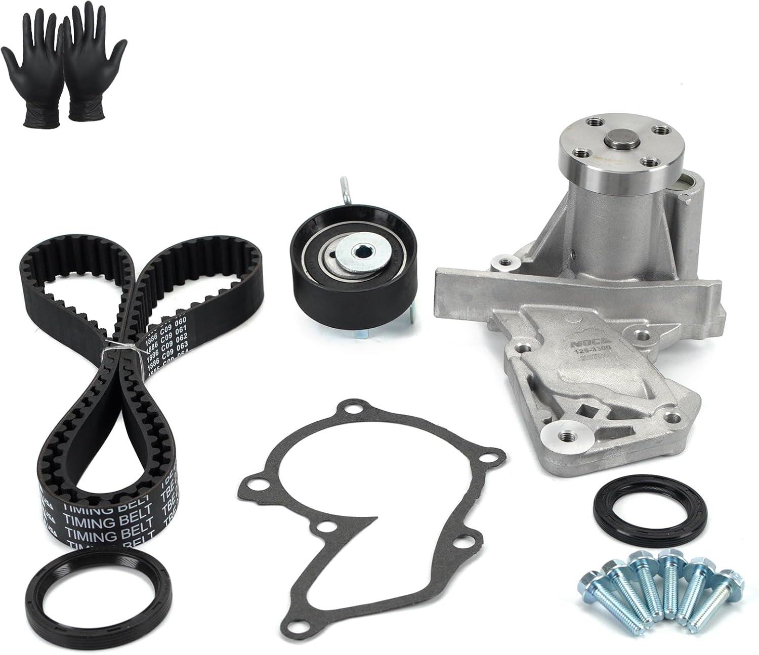 MPLUS Engine Timing Belt Kit & Water Pump with gasket fits For Ford 2011-2019 Fiesta 1.6L, 2013-2014 Fusion 1.6L, 2014-2016 Transit Connect 1.6L