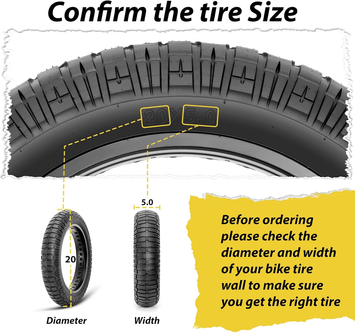 MOHEGIA E-Bike Fat Tire: 20x4.0/20x4.5/20x5.0/26x4.0 Inch Folding Heavy Duty Fat Tire for Electric Bicycle,MTB and Trike for Urban Commuting Or Off-Road Riding