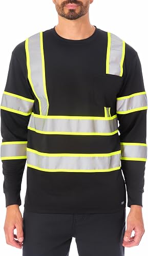 Smith's Workwear Long Sleeve High-Visibility Reflective Safety Tee Black