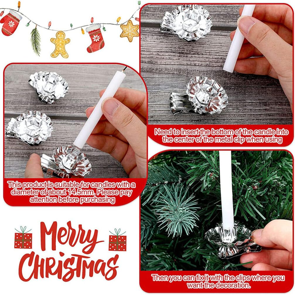 Garneck 36pcs Christmas Tree Candle Holder, Clip on Candle Holder for Christmas Tree Silver Tea Light Candle Holders - Image 3
