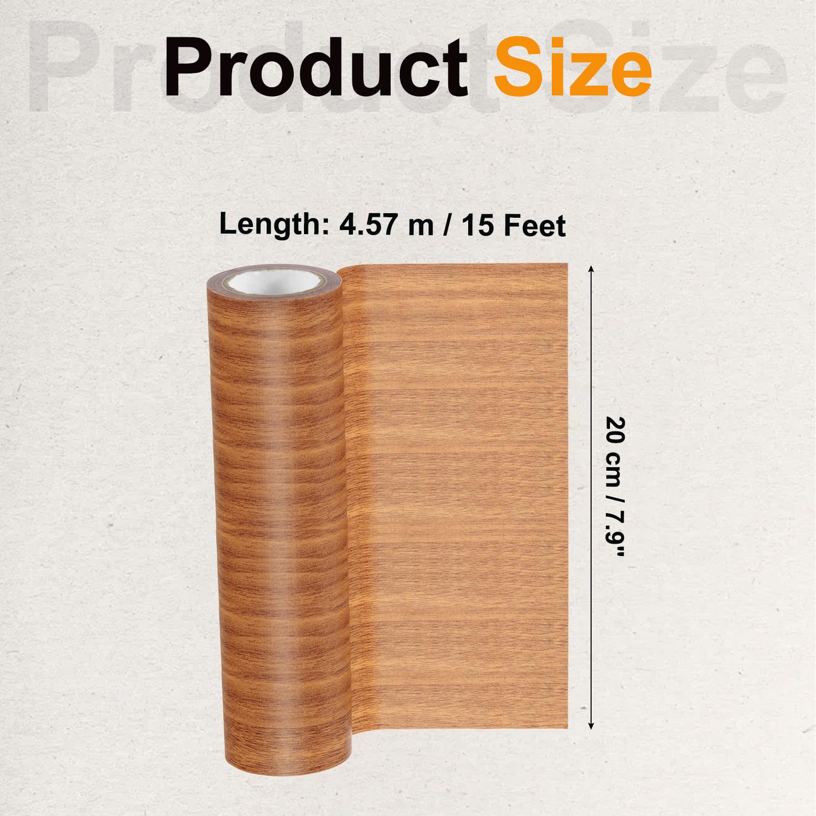 PATIKIL Pellicole Adesive Legno Autoadesivo 4,57M x 20cm Carta Adesiva per Mobili Legno Riparazione Pellicola Autoadesiva Effetto per Pavimenti Porte Tavoli Sedie Armadi, Quercia Arancione