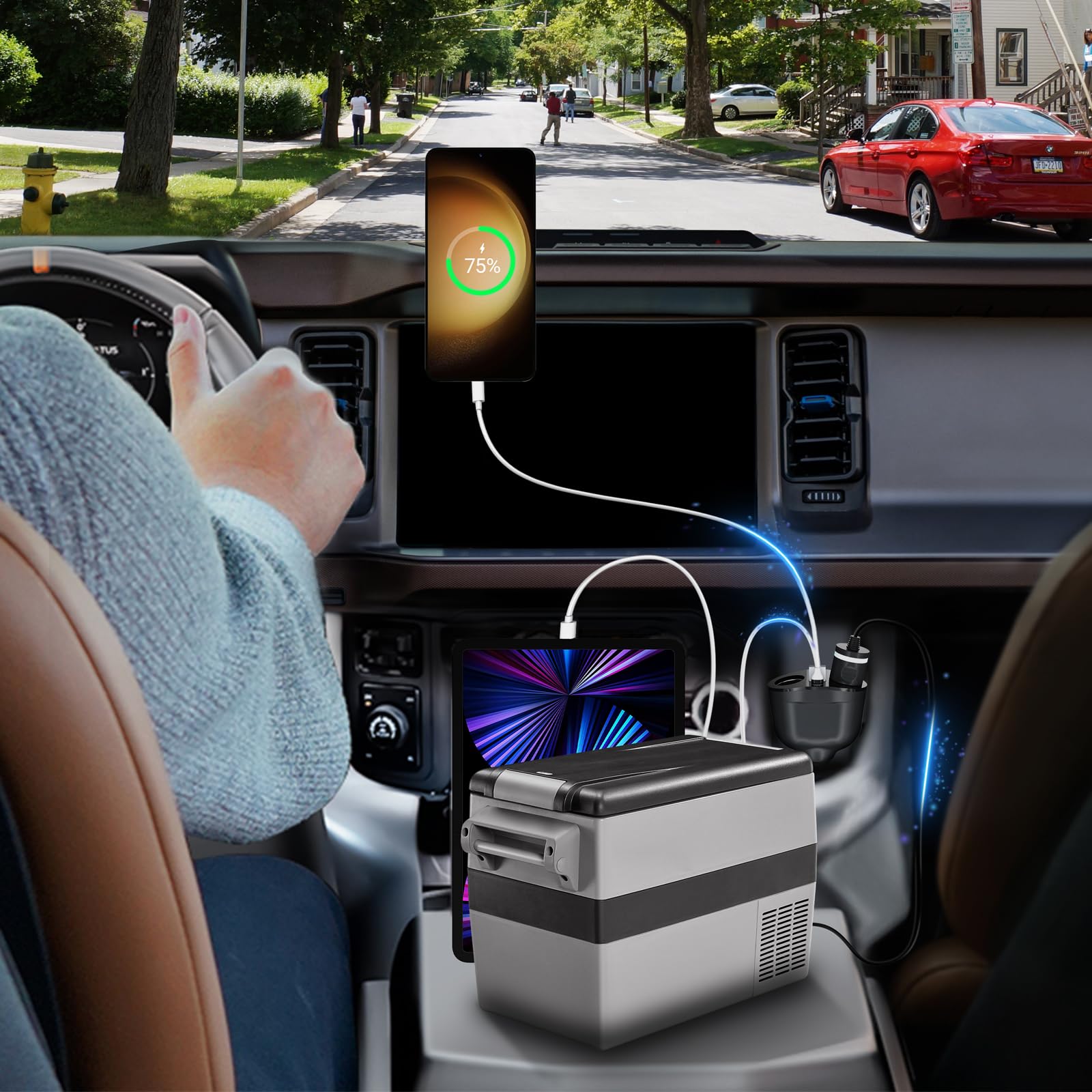 Qidoe Ładowarka samochodowa USB C 12V/24V PD30W QC 3.0 120W Podwójny Adapter Zapalniczki z LED Woltomierz