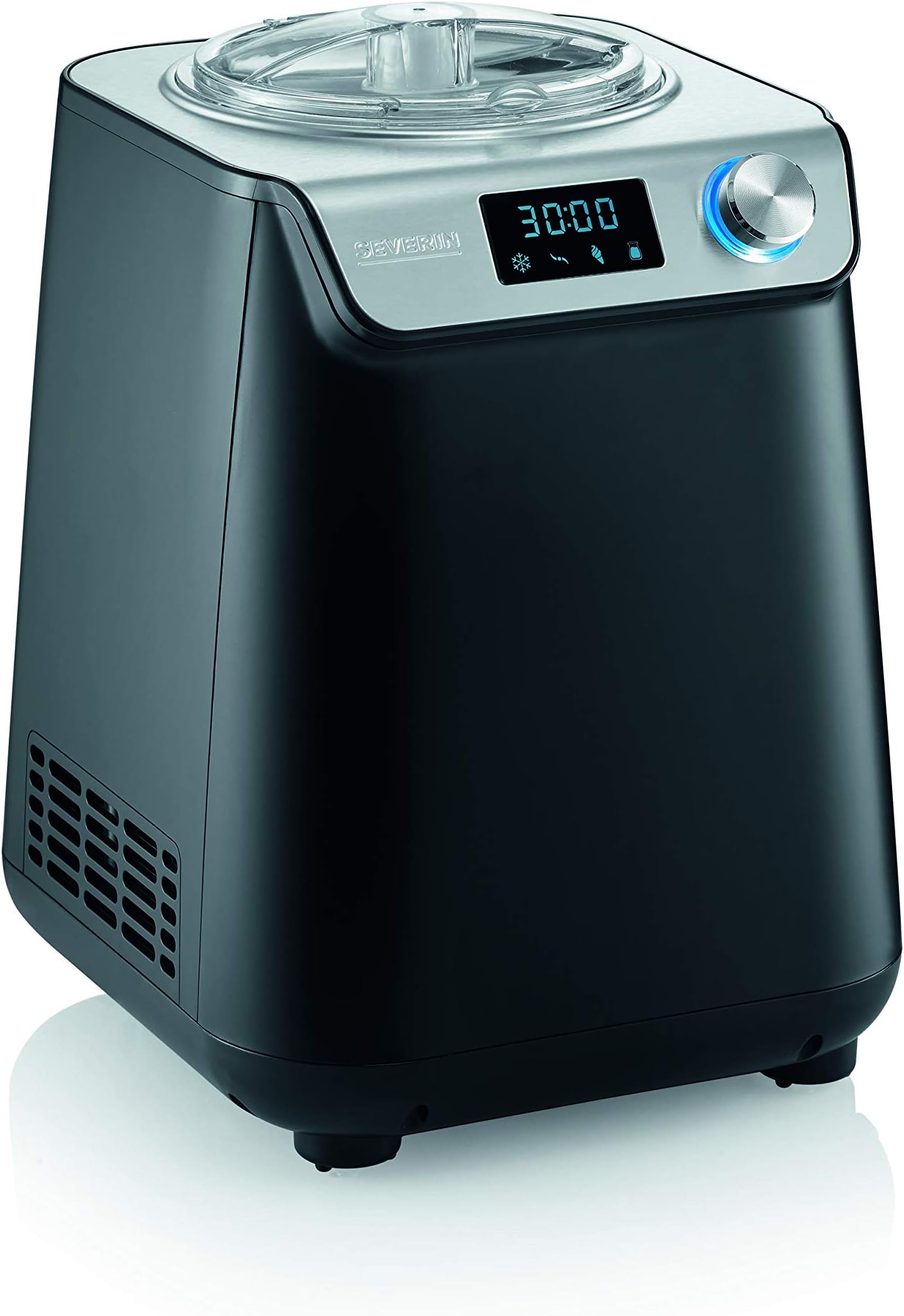SEVERIN ES 7407 Maker, 2-in1, Compact, UltraQuick, 1.2 Liters, Homemade Ice Cream, Sorbets, Yoghurt, Stainless Steel, 135 W, matt Black