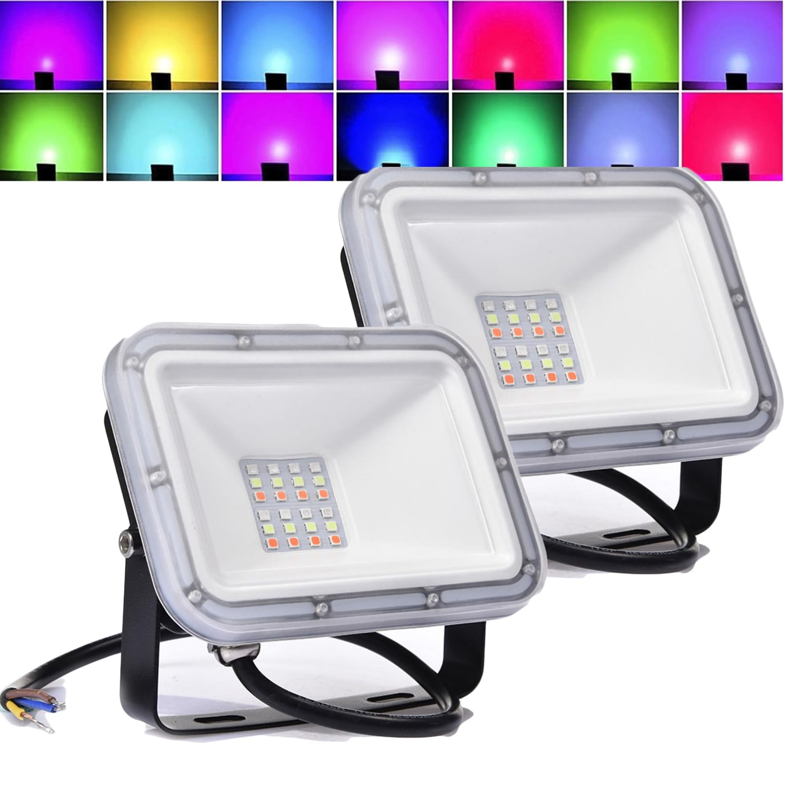 BiiKoon 20W LED Floodlight Outdoor Colour Changing Flood Lights With Remote Control & 16 RGB Colours 4 Modes & IP66 Waterproof Landscape Lights
