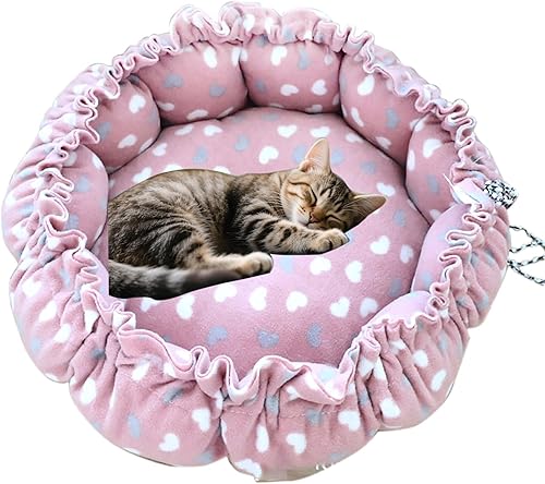 Miniatura 4 de YIKANGHENG Cama para gatos, nido de algodón rosa de 13 pulgadas de diámetro, para gatos, perros y otras mascotas (pequeño)