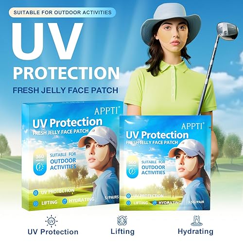 Miniatura 2 de Parches de golf, 5 pares, parche facial con protección UV para exteriores, parches para máscara facial, parche hidratante para el cuidado de la