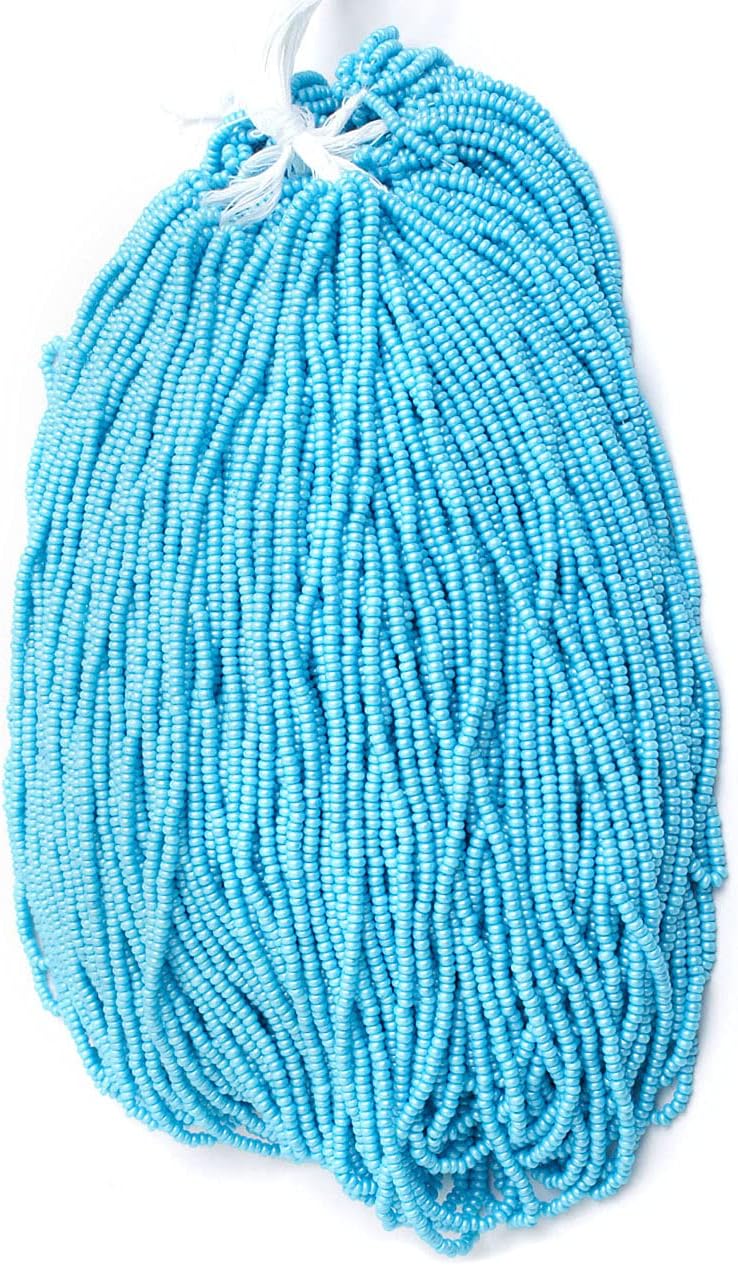 Czech Glass Seed Beads 10/0 (2.3mm Diameter) Shiny Turquoise Strung DIY Jewelry Making Beads - 500g Bulk Bag by Preciosa (Jablonex)