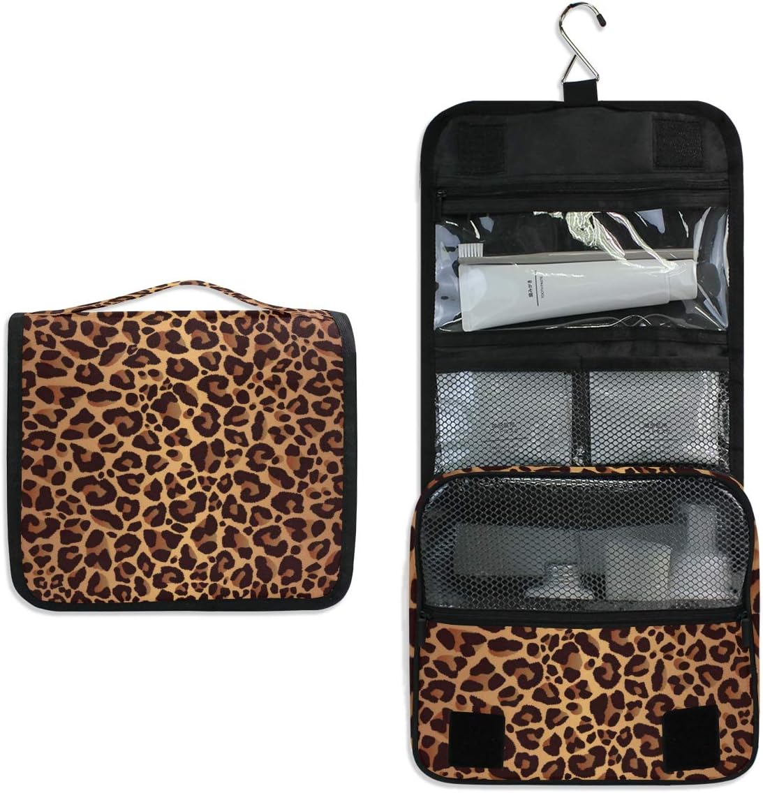 Hanging Toiletry Bag Animal Leopard Print Travel Cosmetics Bag Portable Toiletry Kit for Women Men