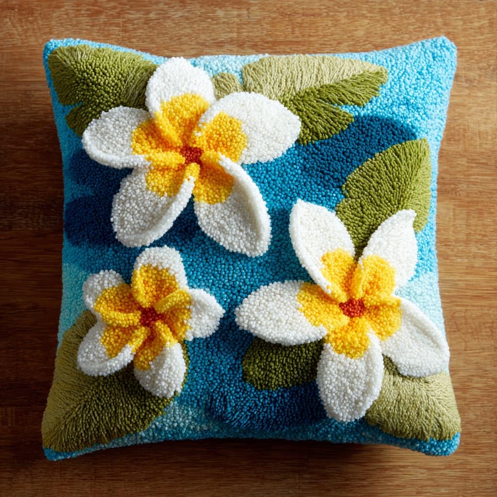 WallustrioaW Latch Hook Cushion Kits,Frangipani