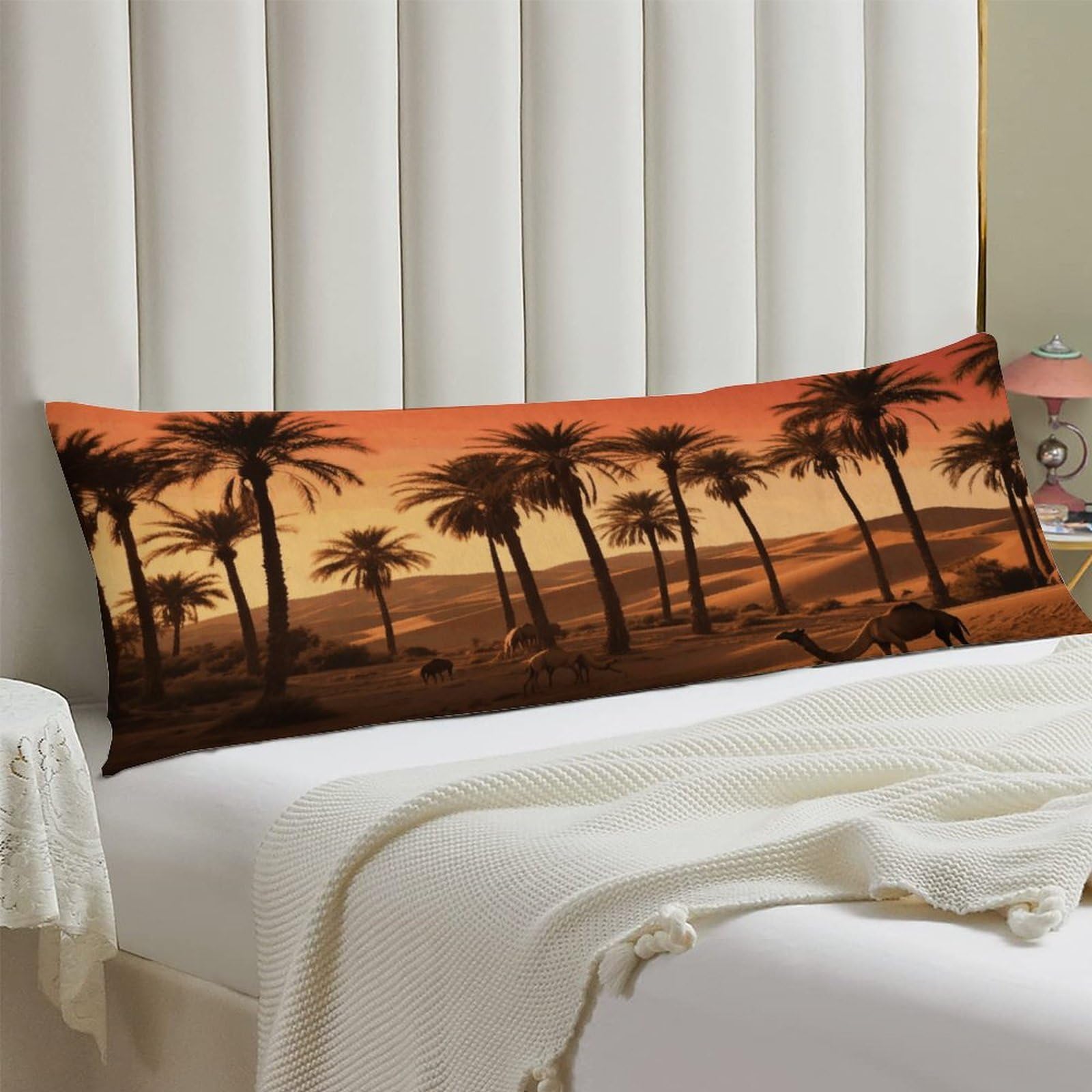 Body Pillow Cover 20x54 Long Pillow Case with Invisible Zipper Breathable Microfiber Plam Tree and Sunset Pillowcase Soft Cozy Protector for Bedroom Couch Sofa Bed Home Decor All Seasons