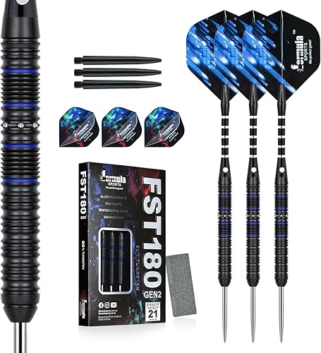 Vista 2 de Formula Sports 90% Tungsten Darts Metal Tip Set - Professional Steel Tip Darts Set with 2 Style Flights and Shafts, Available in 21g/22g/23g/24g