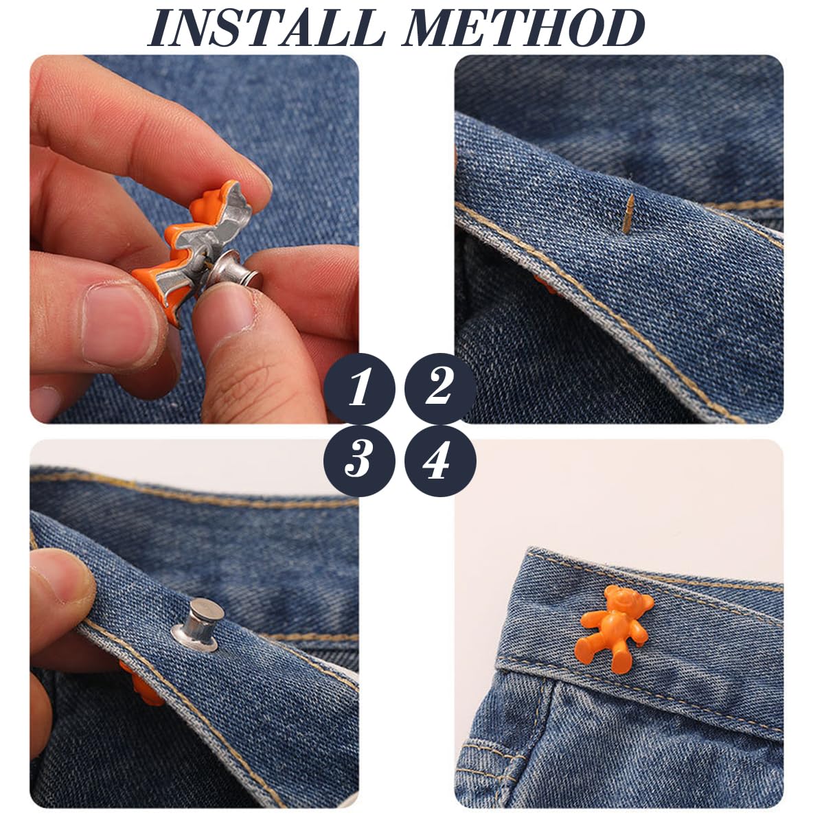 6 Stück Jeansknöpfe - Verstellbare Hosenknöpfe Ohne Nähen