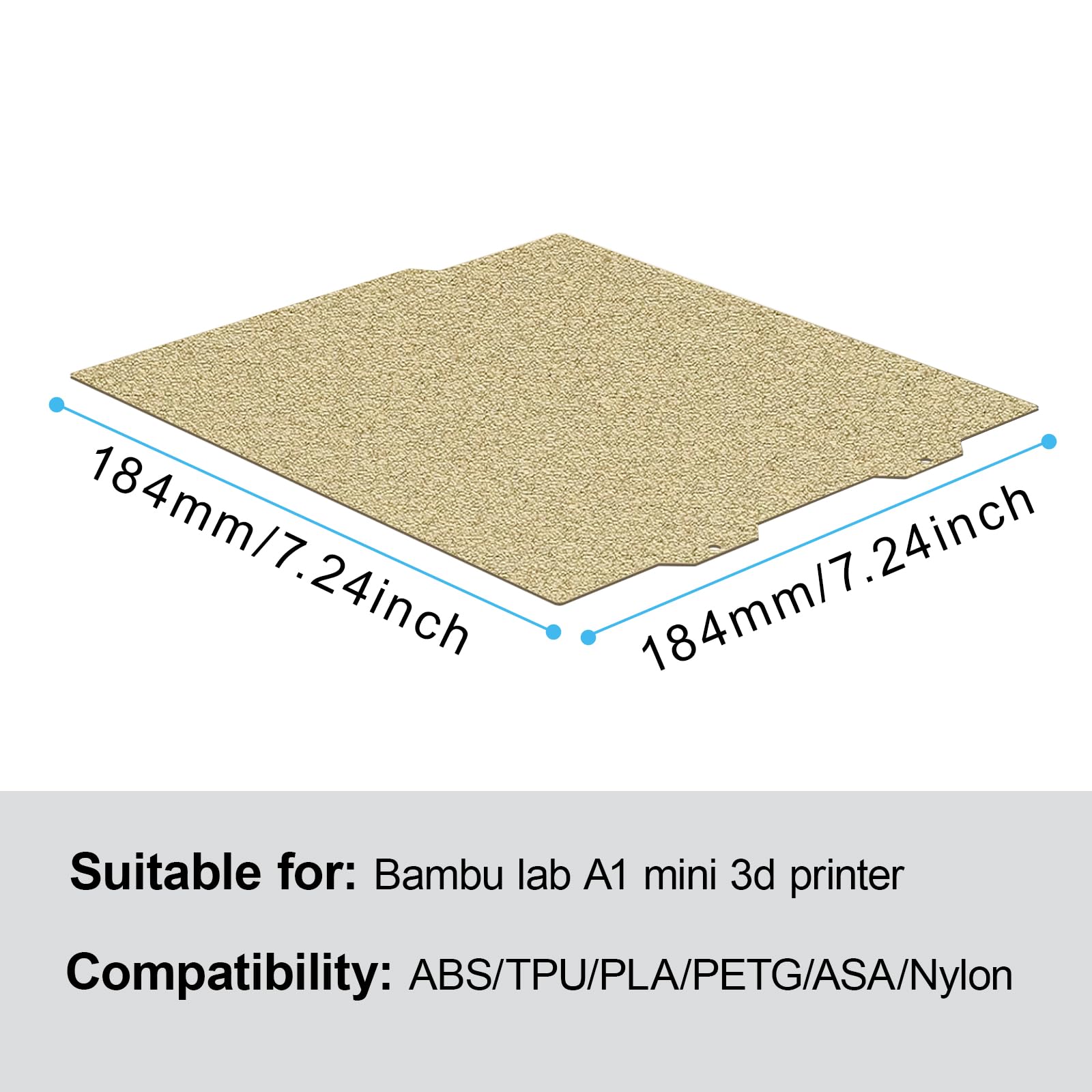 HIKUDIY Plaque De Construction H1H 184 X 184 Mm Pour Bambu Lab A1 Mini, Faisceau Lumineux Double Face + Plaque En Acier à Ressort Fantôme Pour Imprimante 3D Bambu Labs