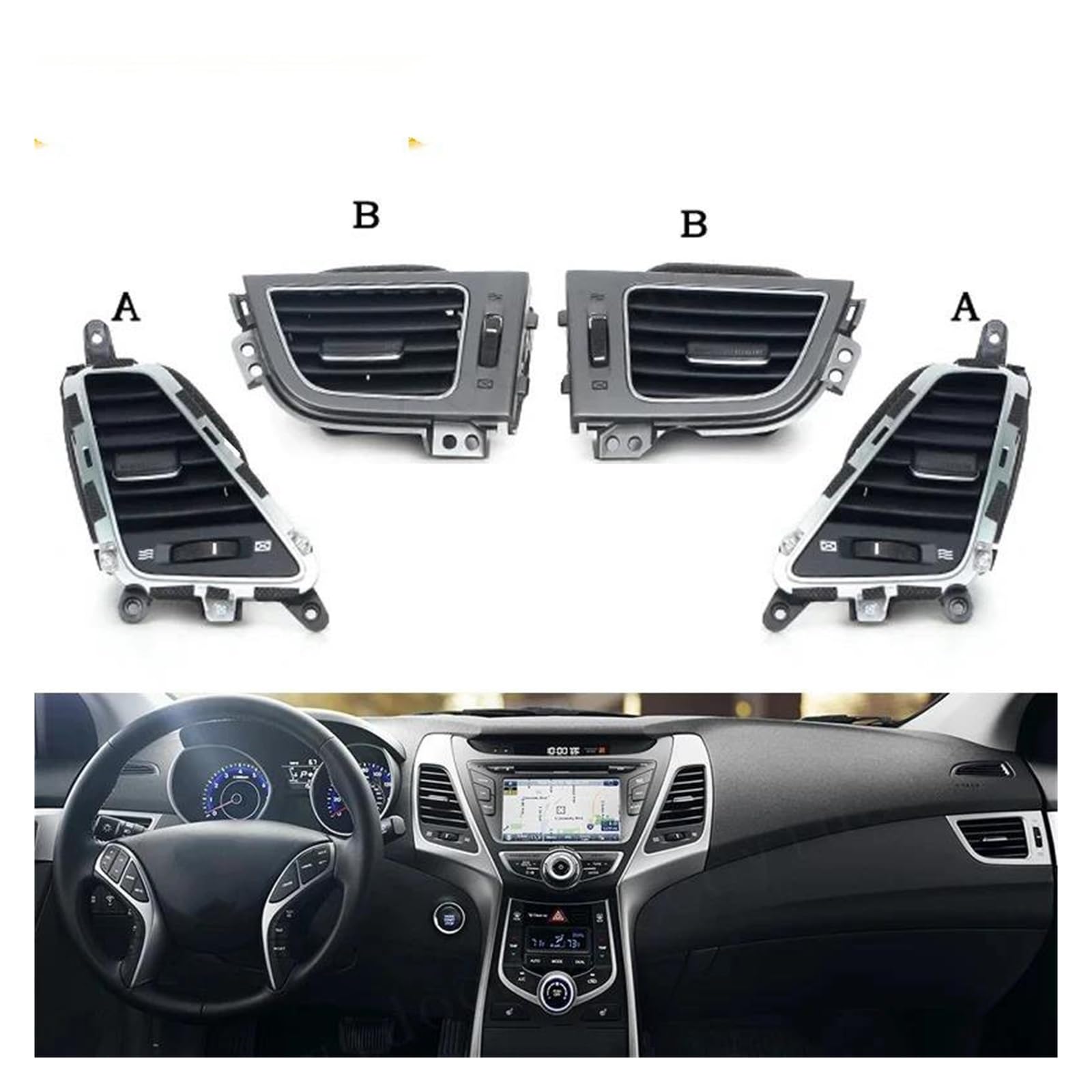 Zamiennik kratki wylotu powietrza do Hyundai dla Elantra 2012-2016, otwory wentylacyjne klimatyzacji, środkowa przednia konsola środkowa, wylot wentylacji A/C (para B-1) (para B-1)