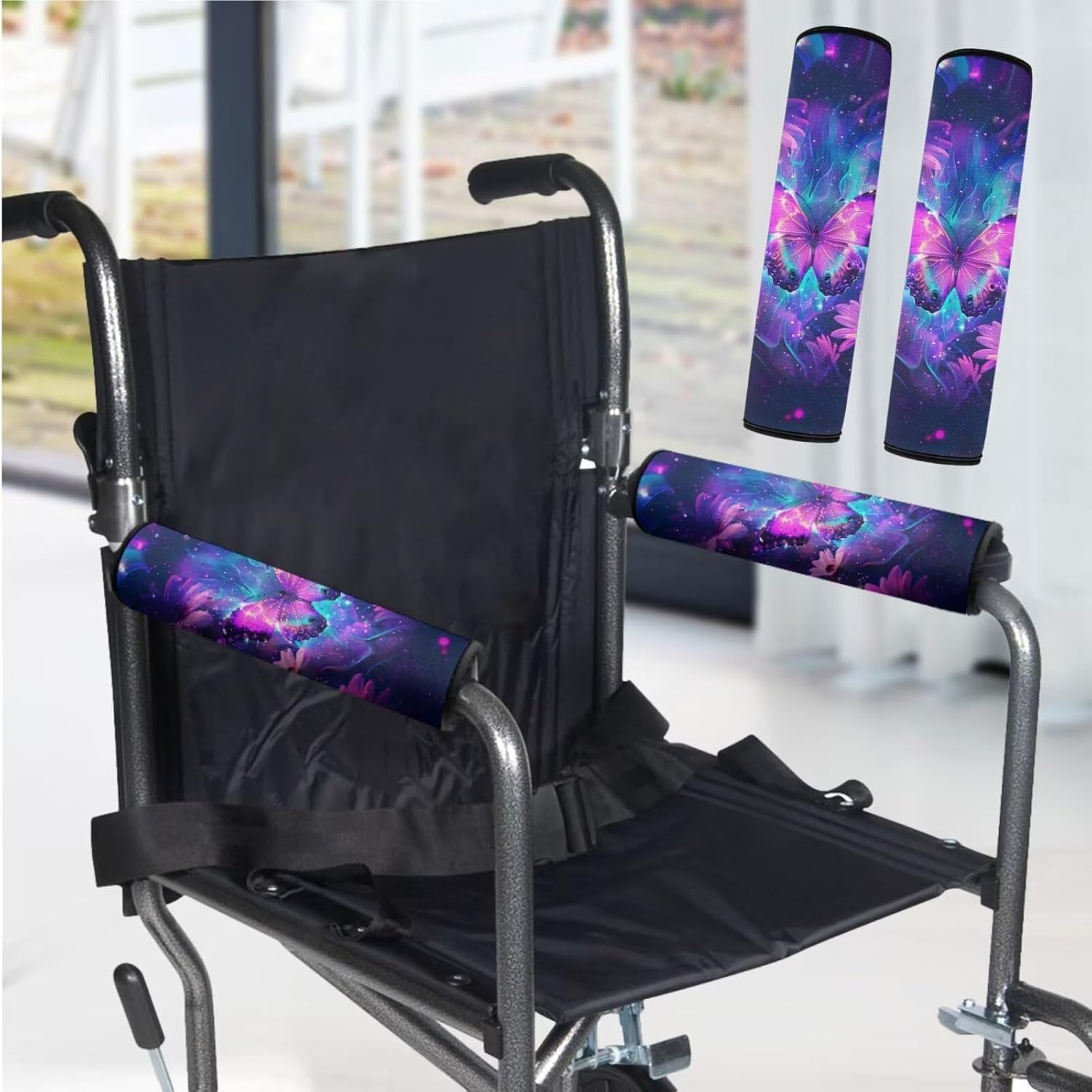 Wheelchair Armrest Covers Butterfly Purple...