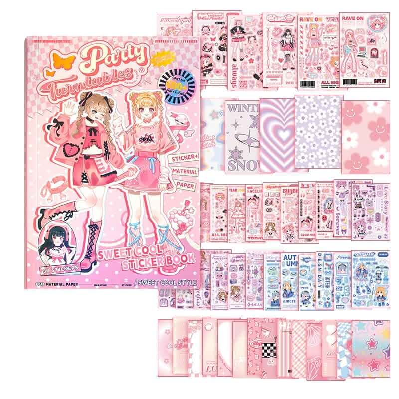 Cute Girly Stickers 600 Kawaii 20 Scrapbook Papers for Journaling Anime Girl Kids Scrapbook Kit for Girls Anime