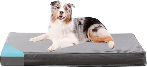 Miniatura 1 de GOHOO PET Cama ortopédica de espuma viscoelástica para perro, cama refrescante impermeable para mascotas para jaula con funda extraíble lavable, L