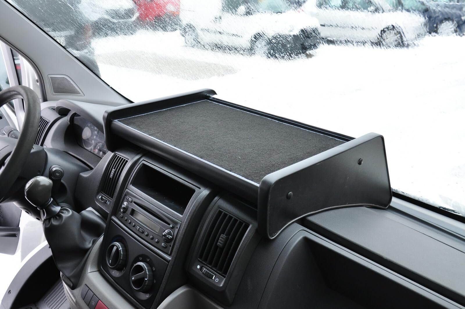 Mensola organizer da cruscotto per Fiat Ducato 2006-2022 - Vassoio portaoggetti antiscivolo per cruscotto - Supporto per telefono, documenti, monete e piccoli accessori - Organizer interno furgone
