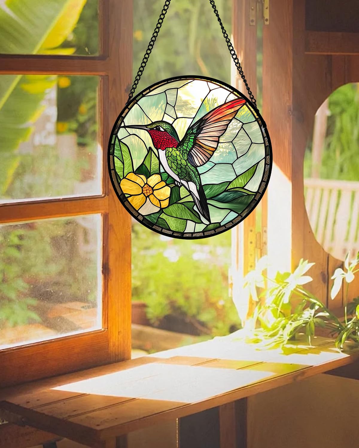 Buntglas-Fensterbehang, grüner Kolibri-Sonnenfänger für Tür, Heimdekoration, Vogel-Sonnenfänger, Weihnachten, Muttertag, Geburtstag, Geschenke für Vogelliebhaber, Frauen, Männer, Mutter und