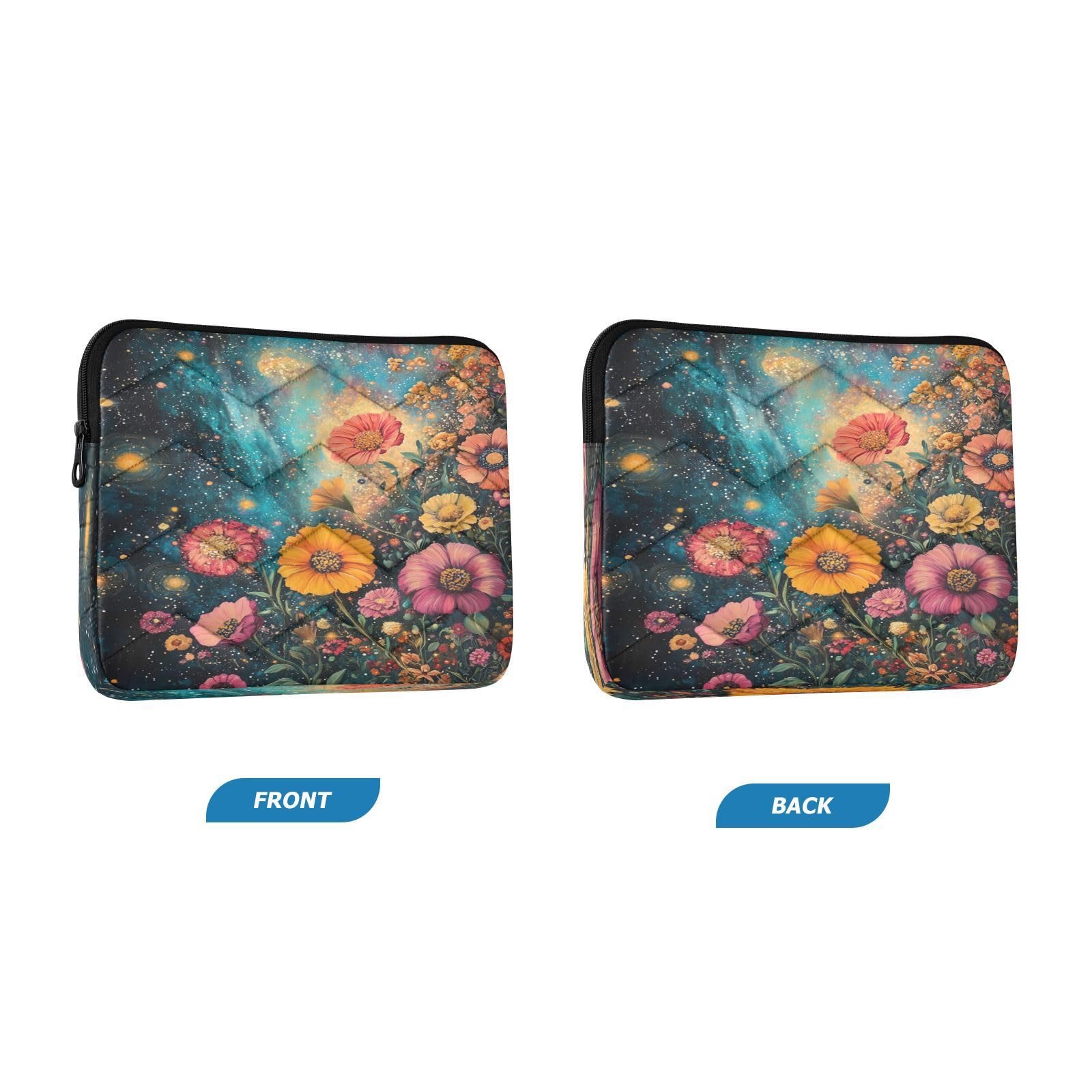 Flower Galaxy Midnight Blue Laptop Sleeve for 13-13.3 in Water Resistant Portable Laptop Sleeve Bag Case for Carry on Airport Travel