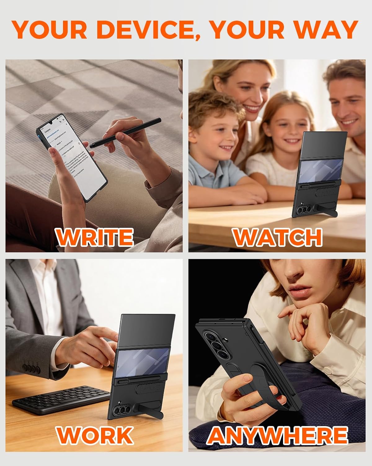 NINKI S Pen for Samsung Galaxy Z Trifold Case with Card Holder & Finger Strap,Shockproof Hinge Screen Protector + Wallet + Stand Handle Grip for Galaxy Z Trifold Phone Case with S Pen Holder Men Black