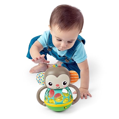 Miniatura 8 de Bright Starts Grab & Giggle Monkey - Sonajero musical iluminado con bola de fácil agarre, a partir de 6 meses, unisex