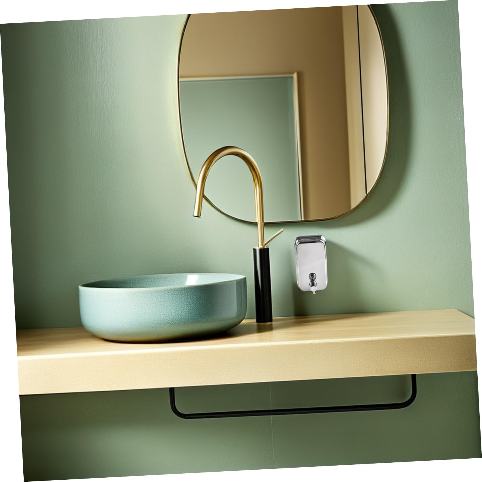 Dispenser di Sapone da Muro Bagno in Acciaio Inossidabile 500ml, Stile Elegante e Semplice, Erogazione Manuale a Pressione per Uso Pratico in Bagno