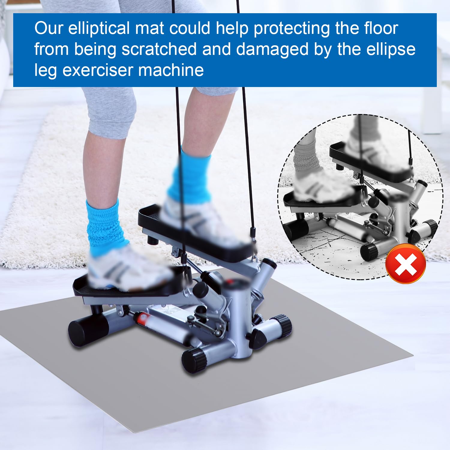 Tapis Antidérapant Pour Vélo Elliptique Sous Bureau – Protection Sol 60 X 43 Cm, Caoutchouc Stable, Facile à Nettoyer, Compatible Large