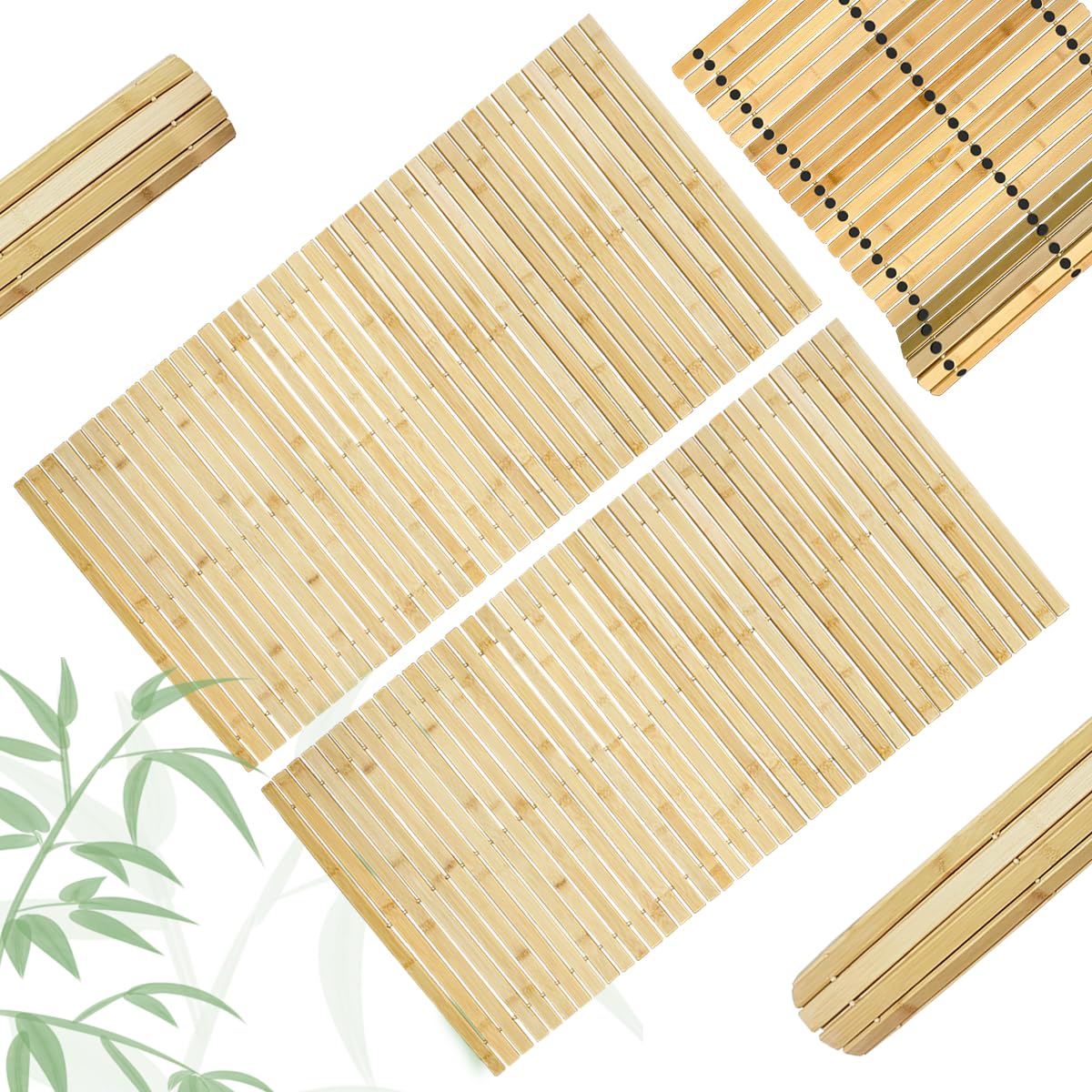 Badematte Holz Sauna Bodenrost Rollrost Fussmatte aus Bambus 100 x 50 cm, Sauna Türmatte Rollrost Fußmatte, Sauna bodenmatte/badvorleger Holz (100 x 50, Bambusholz, 1, 100 x 50)