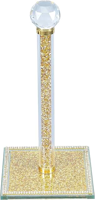 Hochance Gold Crystal Standing Paper Towel Roll Holder Countertop Weight...