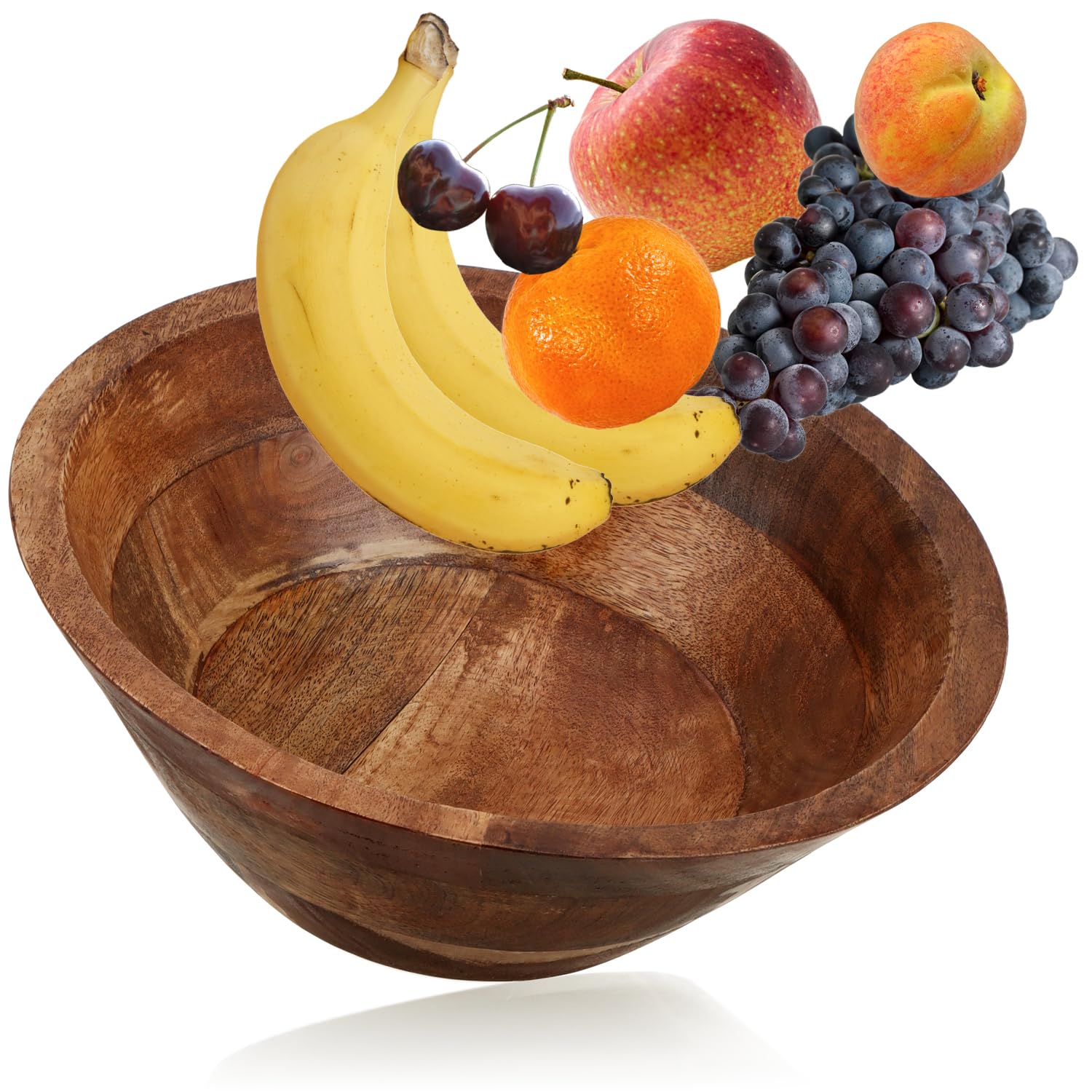 com-four® Bol décoratif en Bois d'acacia - Bol à Fruits Moderne - Bol à Snack Rustique Ø 29 cm - Bol de Service de Forme Conique - Décoration d'intérieur Naturelle en Bois - Saladier