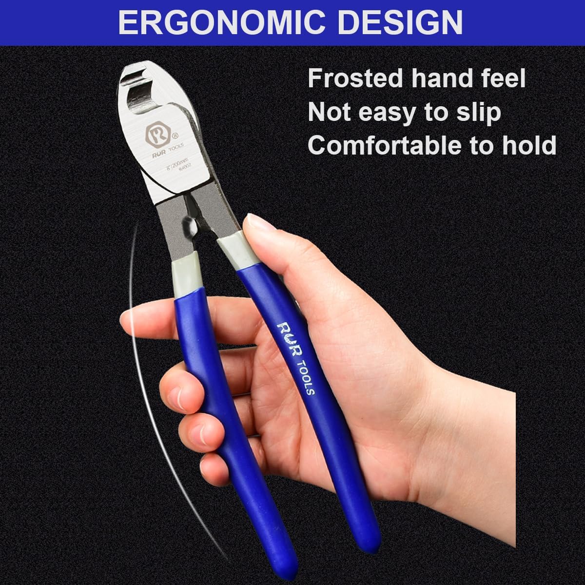 Cable Cutters 8 Inch, High Leverage Cable Cutter, Made of Chromium-Vanadium Steel, Hardness 56HRC, Sharp Cutting, Suitable for Aluminum, Copper, Wire, Cable (ZR4002)
