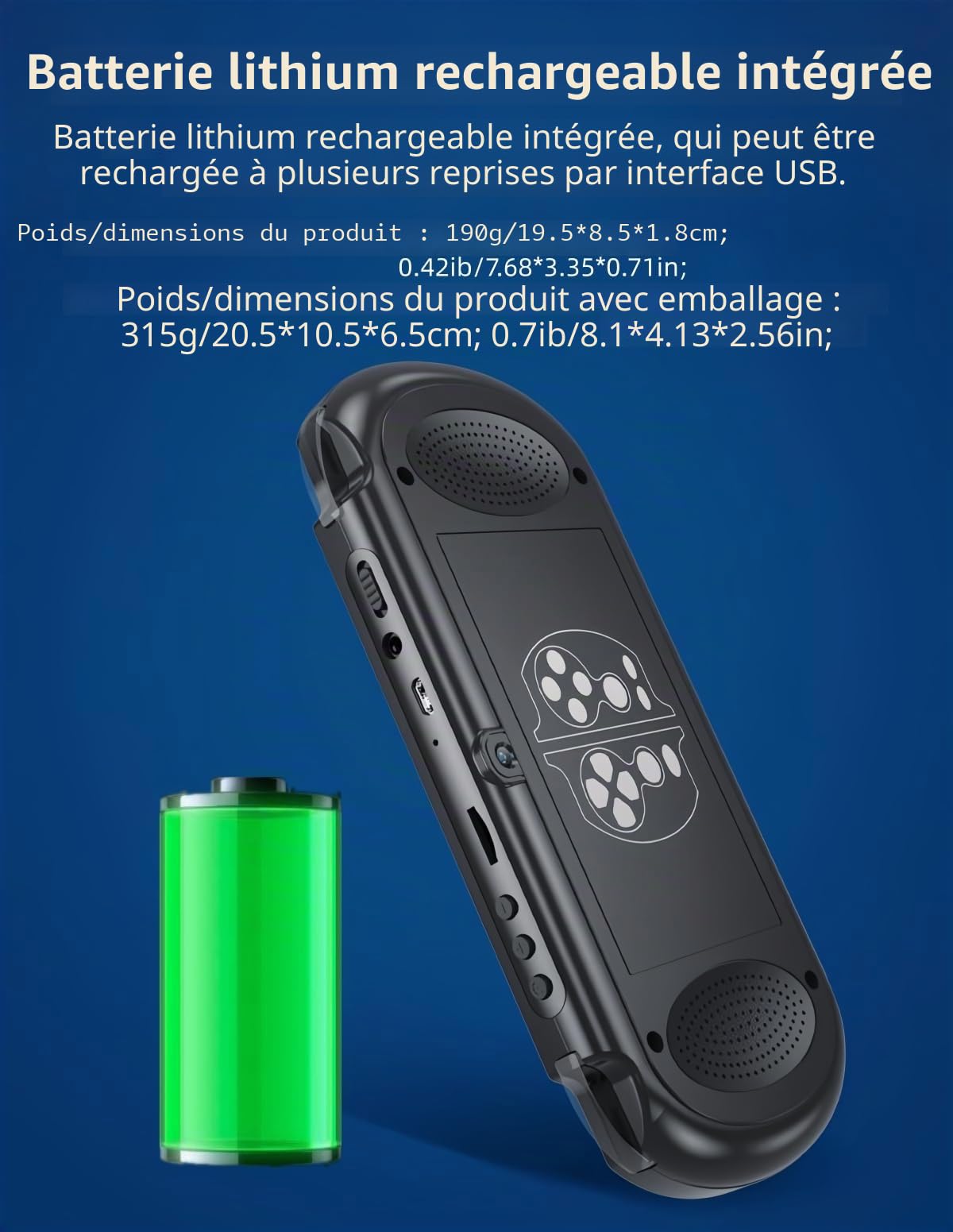 JXD 5,1 Pouces Rétro Console de Jeu Portable Multifonction Émulateurs Multiples Sortie Vidéo/Musique/Livres Numériques/TV Voyage/Plein air/Loisirs Divertissement Cadeau d'anniversaire/de Noël