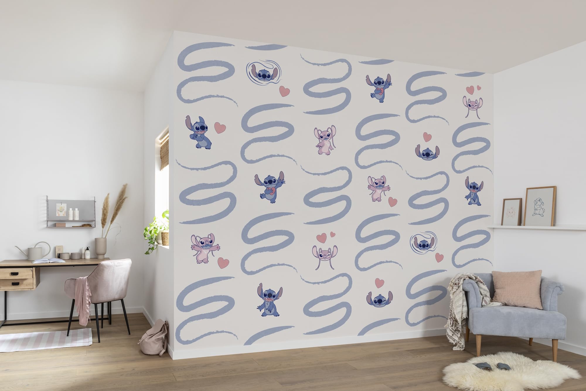 Komar Blau Digitaldruck Vlies Fototapete - Lilo Und Stitch Be Kind - Größe 300 X 250 Cm