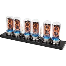 In-18 Nixie Tube Clock, Retro Led Digital Clock, with RGB Backlight, CNC Metal Base, Wi-fi Auto Time Sync, Desktop Decor, for Home Bedroom Black