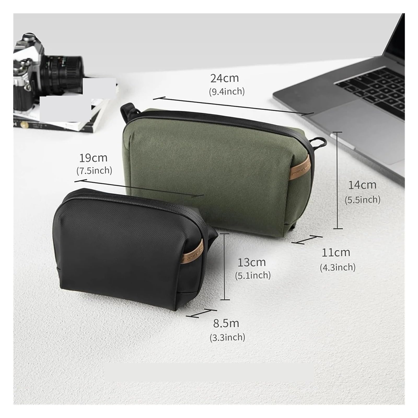 Bolsa De Moto Tech-Bolsa Organizadora Bolsa Impermeable para Electrónica Pequeña para Cables Baterías De Teléfono Bolsas de Viaje para Motos(L Green)
