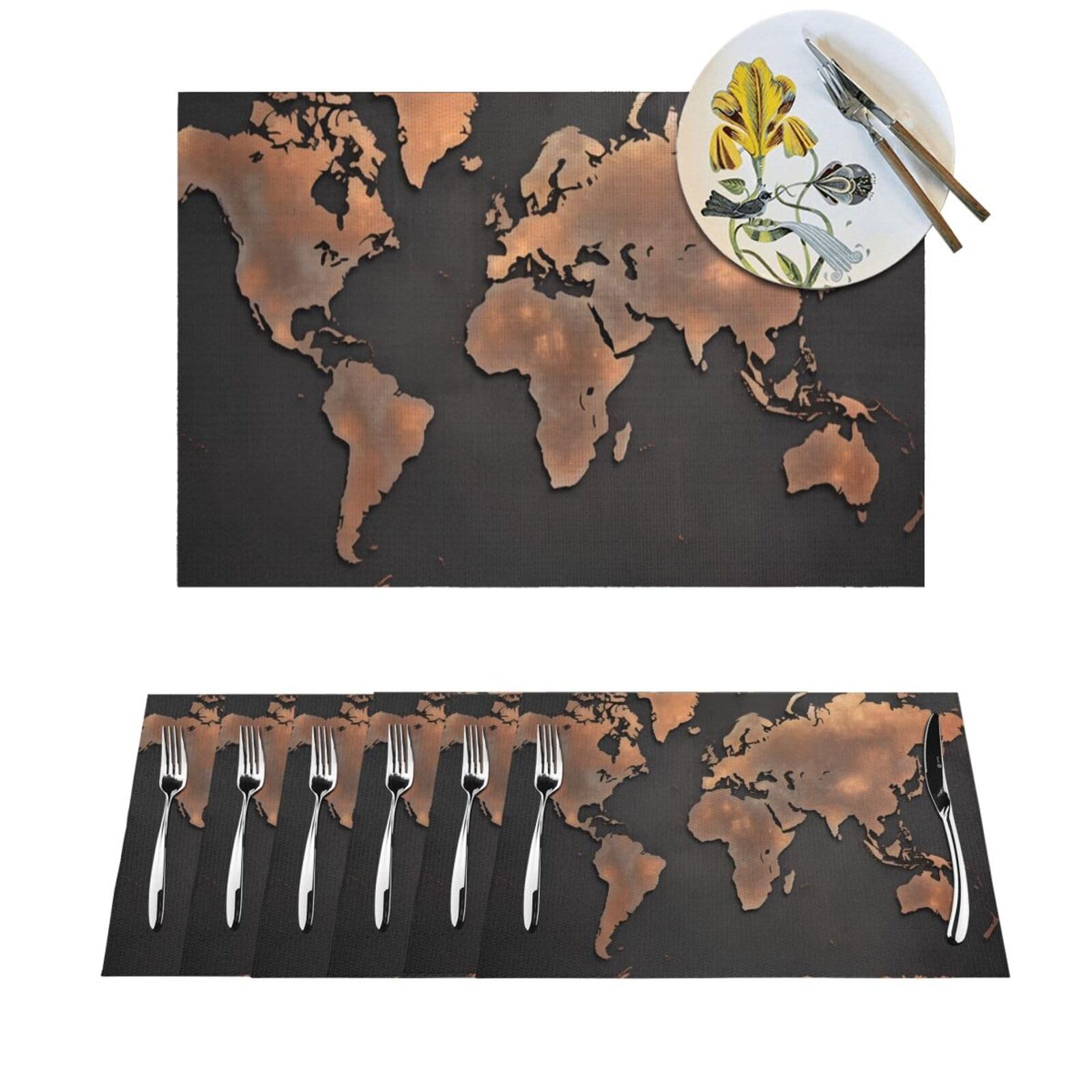 Sets de table en vinyle rouille 30x45 cm | Lot de 4 lavables et antidérapants