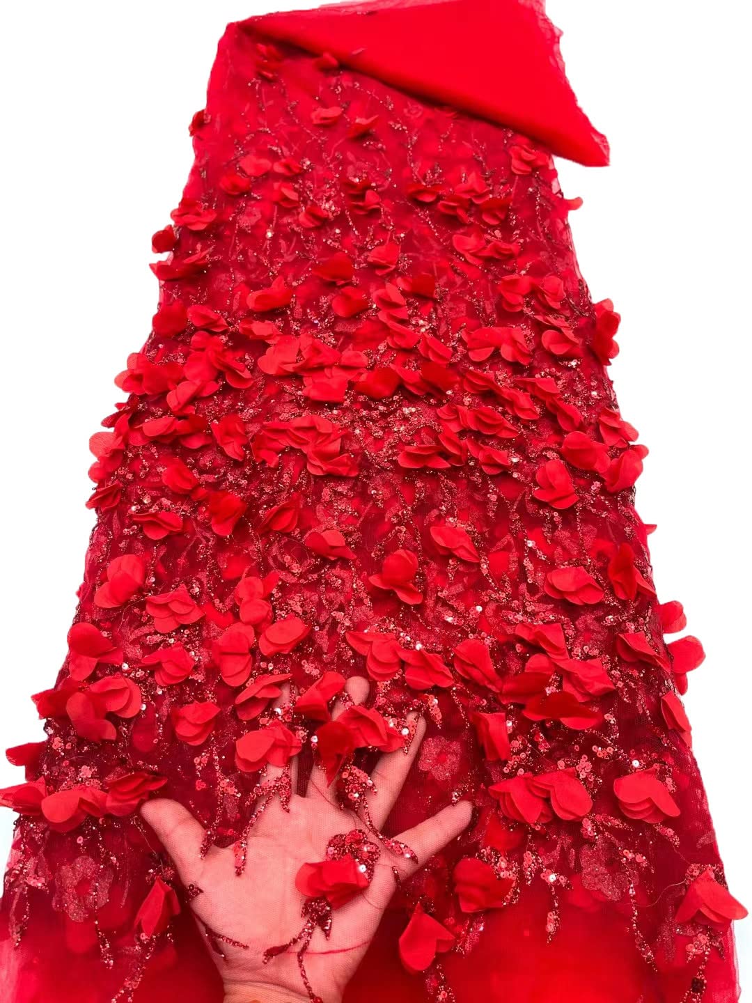 Suwequest Tela de encaje bordada en 3D, estilo africano, nigeriano, elegante, tela de encaje de tul francés, fiesta, boda, como en la imagen, 1 5 yardas, 120 cm
