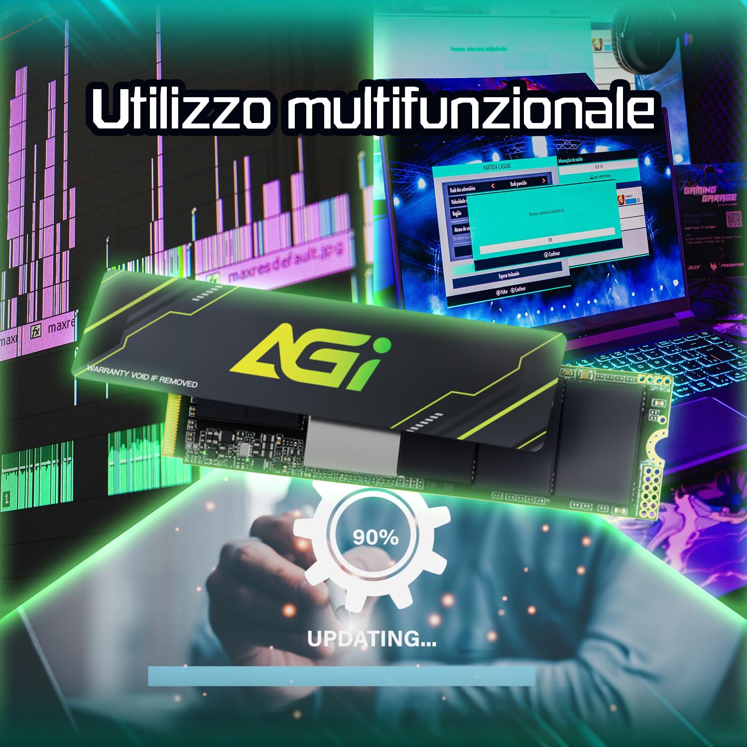 AGI AI298 512GB SSD Interno M.2 NVMe PCIe Gen3x4 2280 per PC Laptop | Velocità di lettura 2200MB/s, Supporto 3D NAND e SLC Cache. Compatibile con laptop e desktop computer
