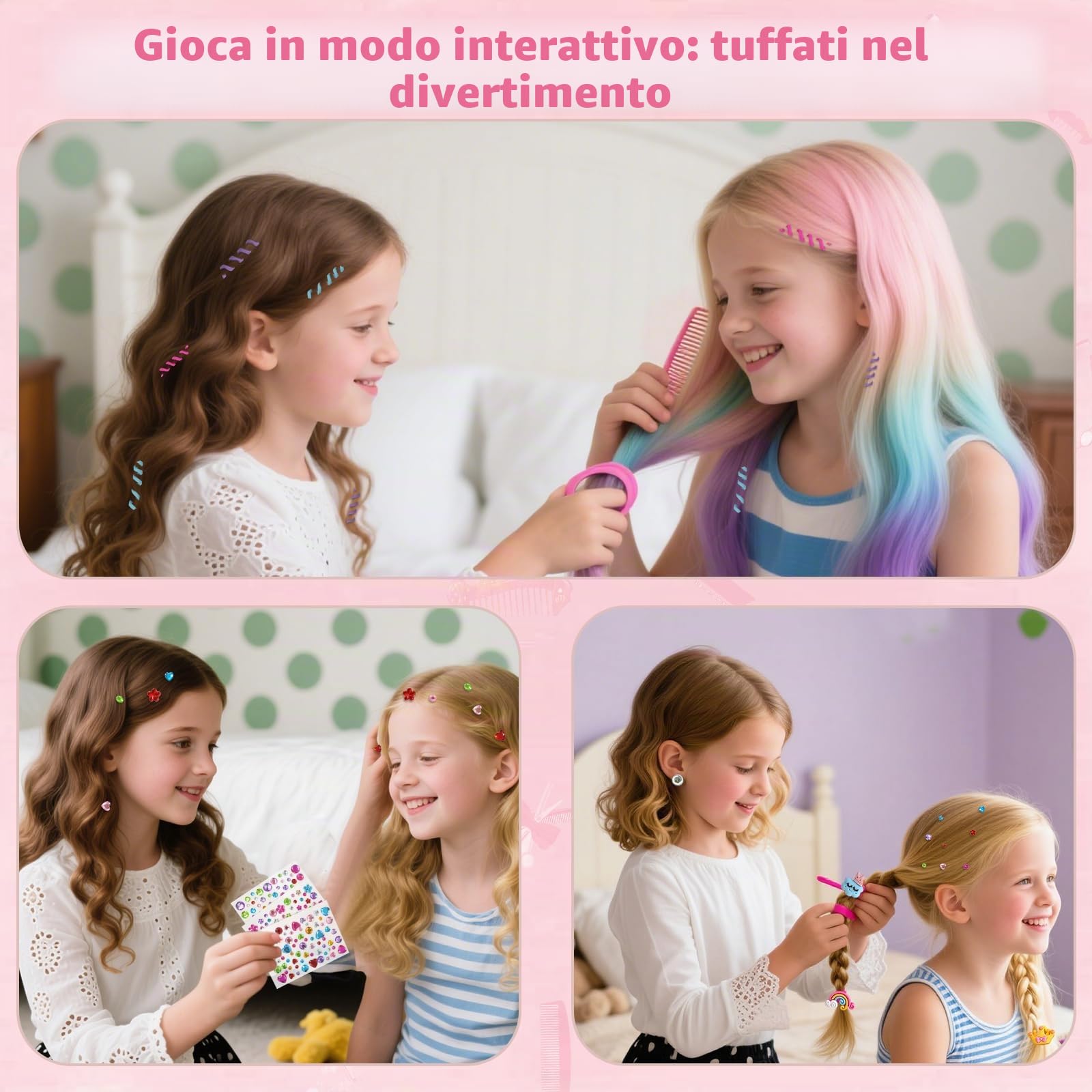 RedCrab Set Parrucchiera per Bambina con Asciugacapelli, Arricciacapelli, Piastra per Capelli, Pettine, Specchio e Accessori per Capelli, Giochi di Ruolo Regali per Bambini 3 4 5 6 7 8 Anni
