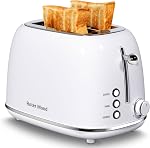 Roter Mond 2 Slice Toaster Retro Stainless Steel with Bagel, Cancel, and Defrost Functions, 6 Bread Shade Settings, Extra Wide Slots and Removable Crumb Tray, Orange