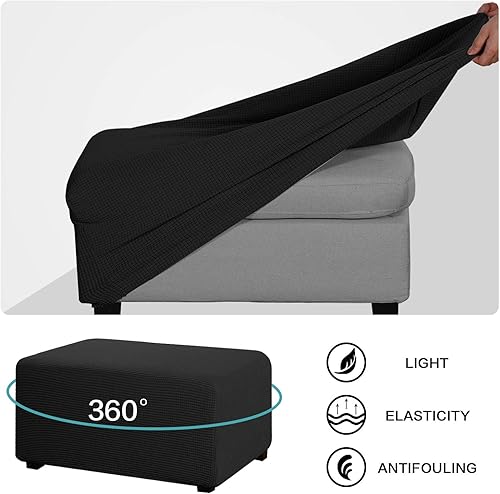 Miniatura 4 de Fundas otomanas rectangulares para reposapiés, fundas plegables para taburete, protector de muebles para sala de estar, funda de alta elastano,